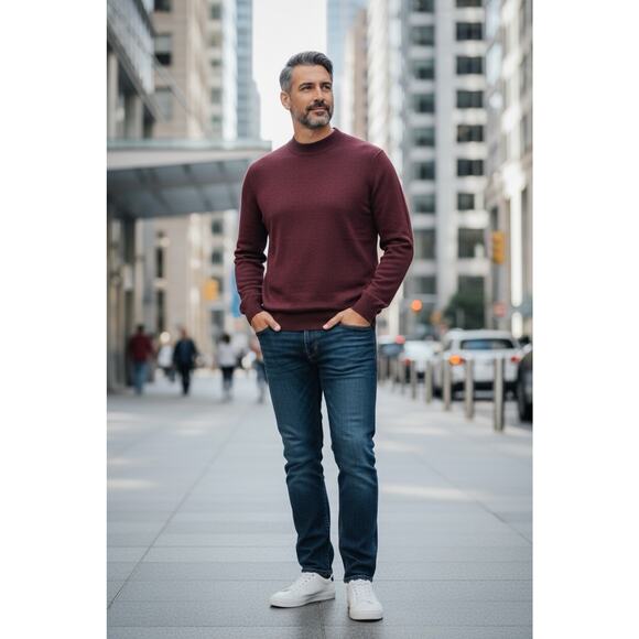 Vintage Knightsbridge Men's Knit Sweater Maroon Size Medium V1 - Picture 1 of 5